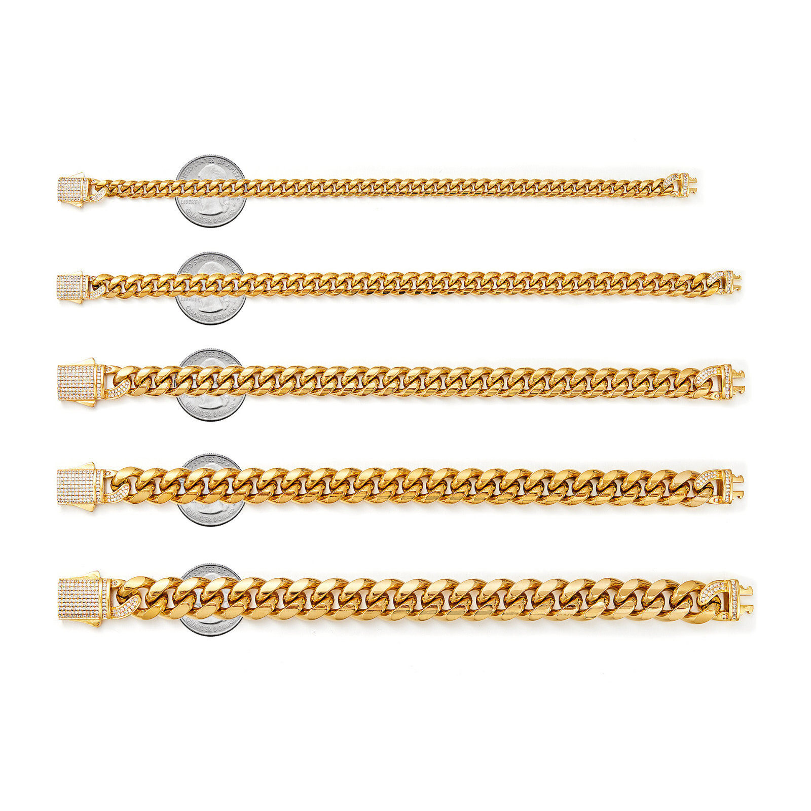 NEW Women Men’s Miami Cuban Link Chain 18K Gold Plated Stainless Steel 6mm-14mm