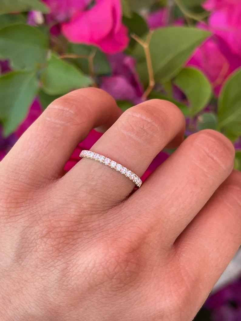 IGI 0.20CT Round Cut EF/VS1 Lab Grown Diamond Half Eternity Band 14k Yellow Gold