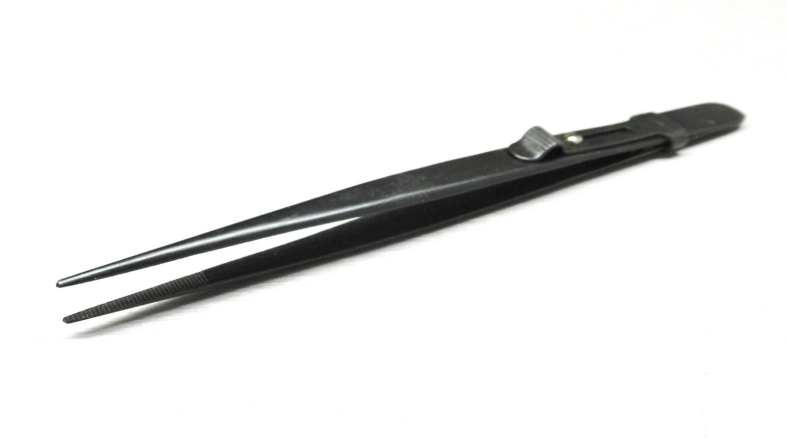 Diamond Tweezers Gemstone Black Anodized Tweezer 6-1/2″ Slide Lock Medium Tip
