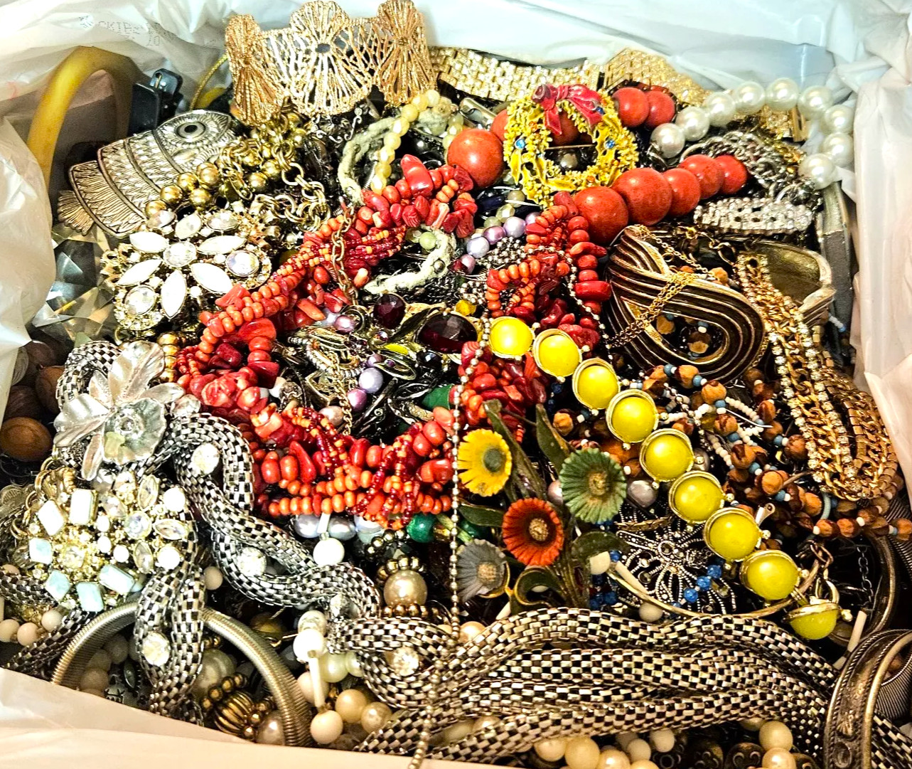 5 Pounds + Jewelry Lot Unsearched JUNK CRAFT with GOOD Tangled In FUN Treasure