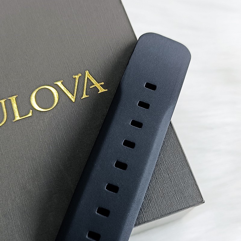 Bulova Marine Star-98B104-Men Black Rubber Strap Quartz Watch Rose Gold Dial44mm