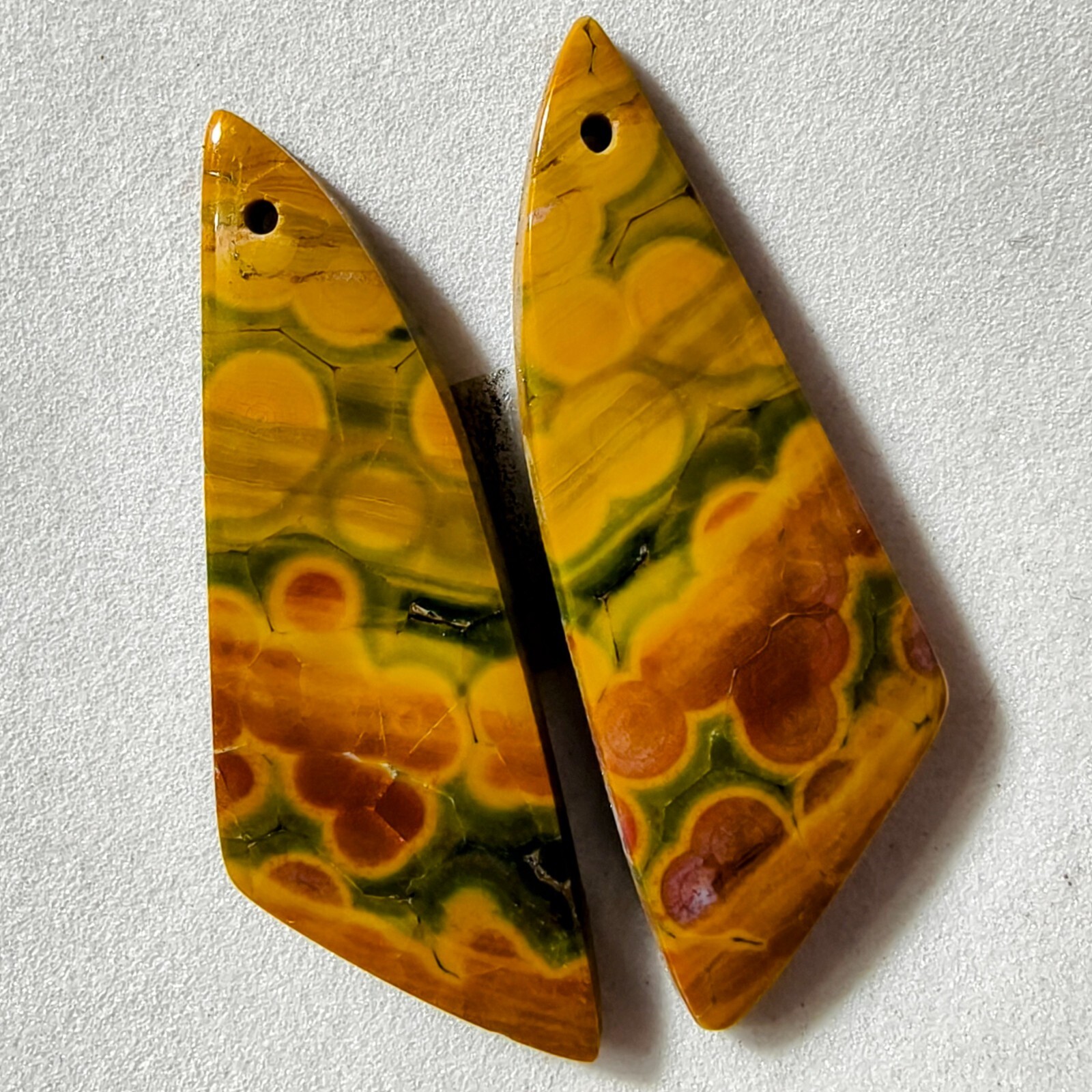 31 Cts Natural Ocean Jasper Drilled Match Pair Cabochon Gemstone 39.1 X 13.5 MM