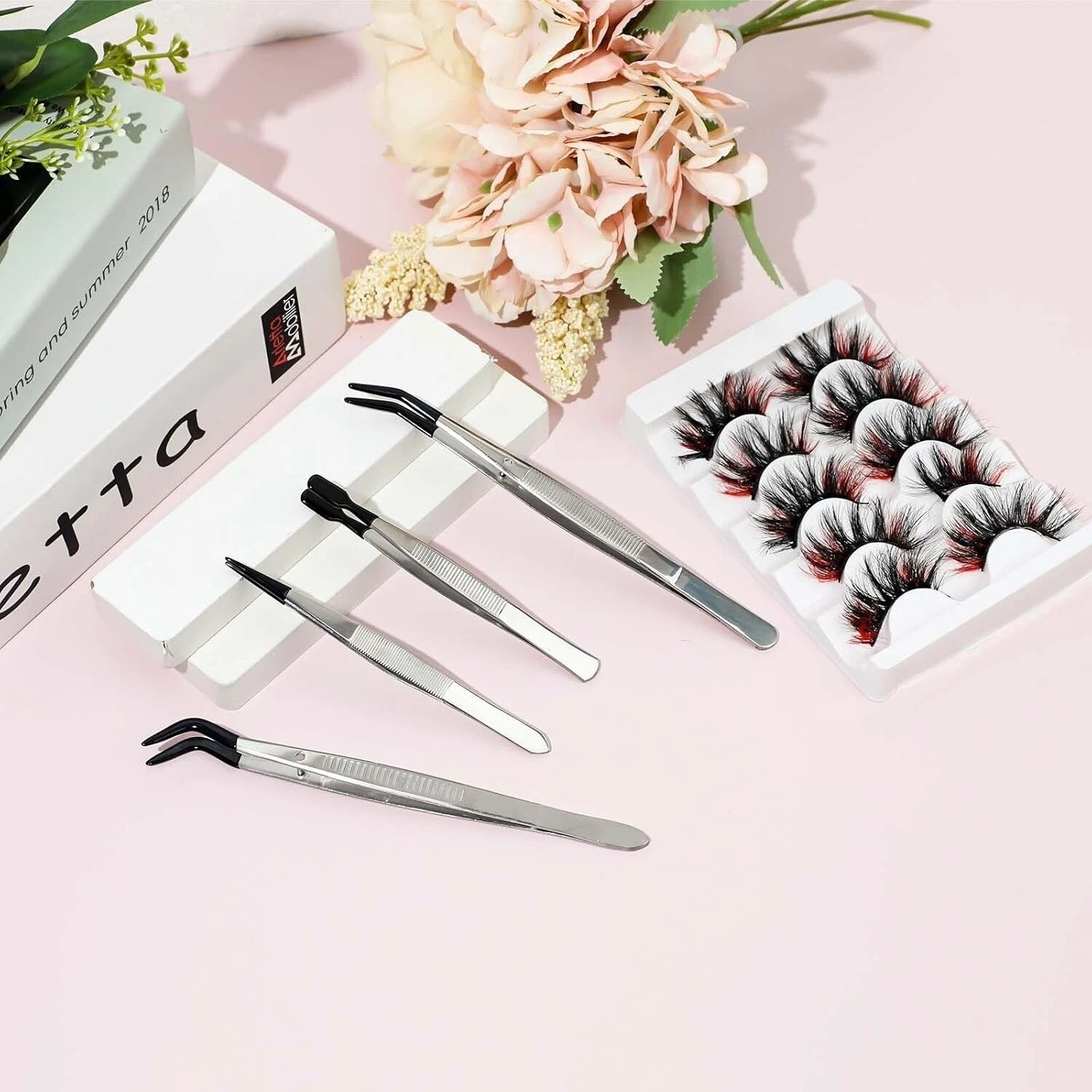 4 Pcs Rubber Tip Tweezers Stainless Steel Precision Tweezers for Crafts Jewelry