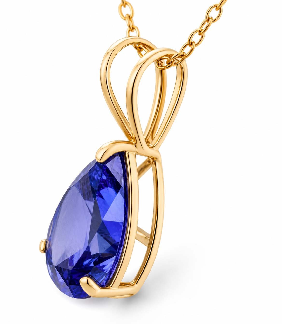 AAA TANZANITE 2.05 Cts PENDANT SOLID 14K YELLOW GOLD – MADE IN USA – Free Chain