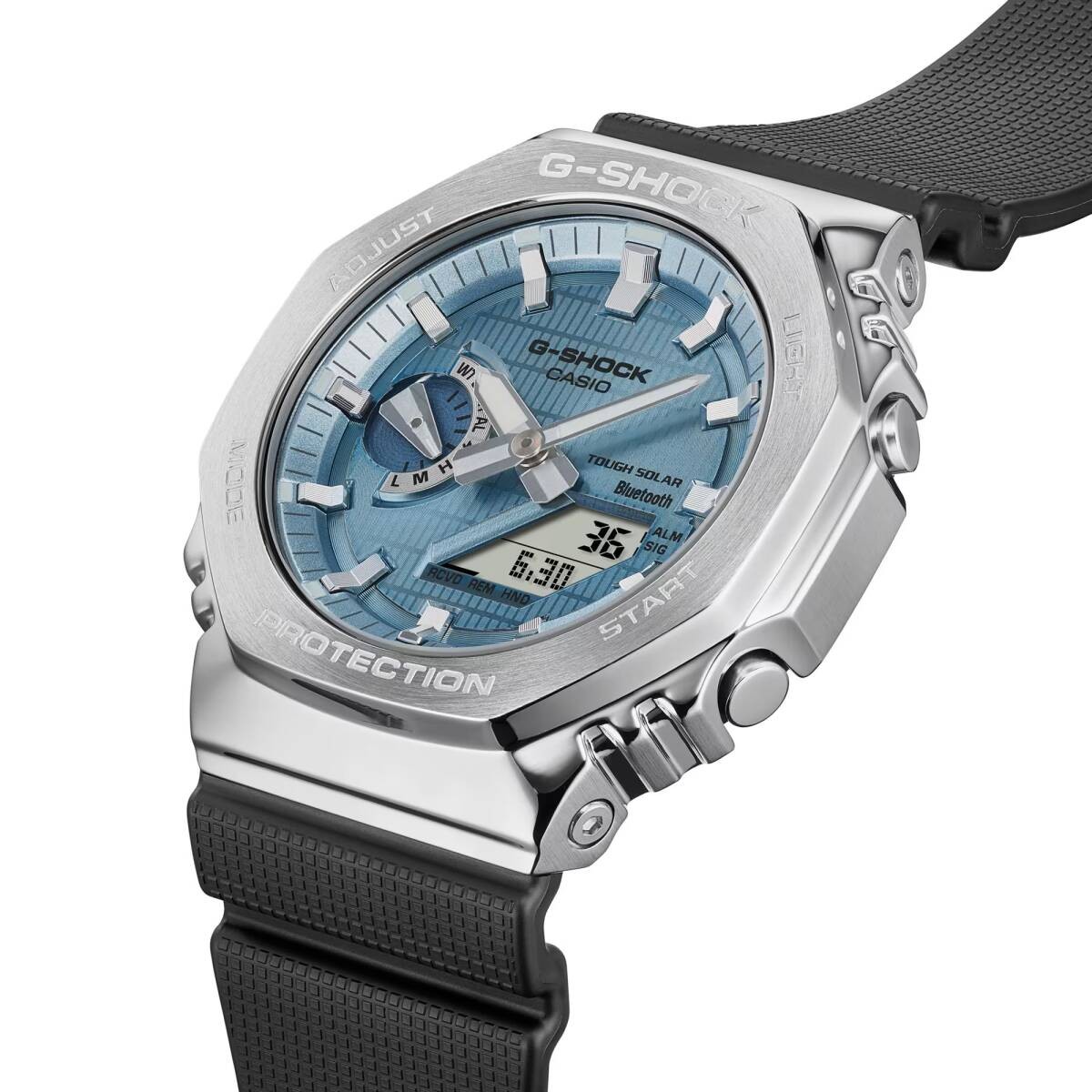 CASIO G SHOCK Tough Solar mobile link black silver light blue GBM 2100A 1A2 men’