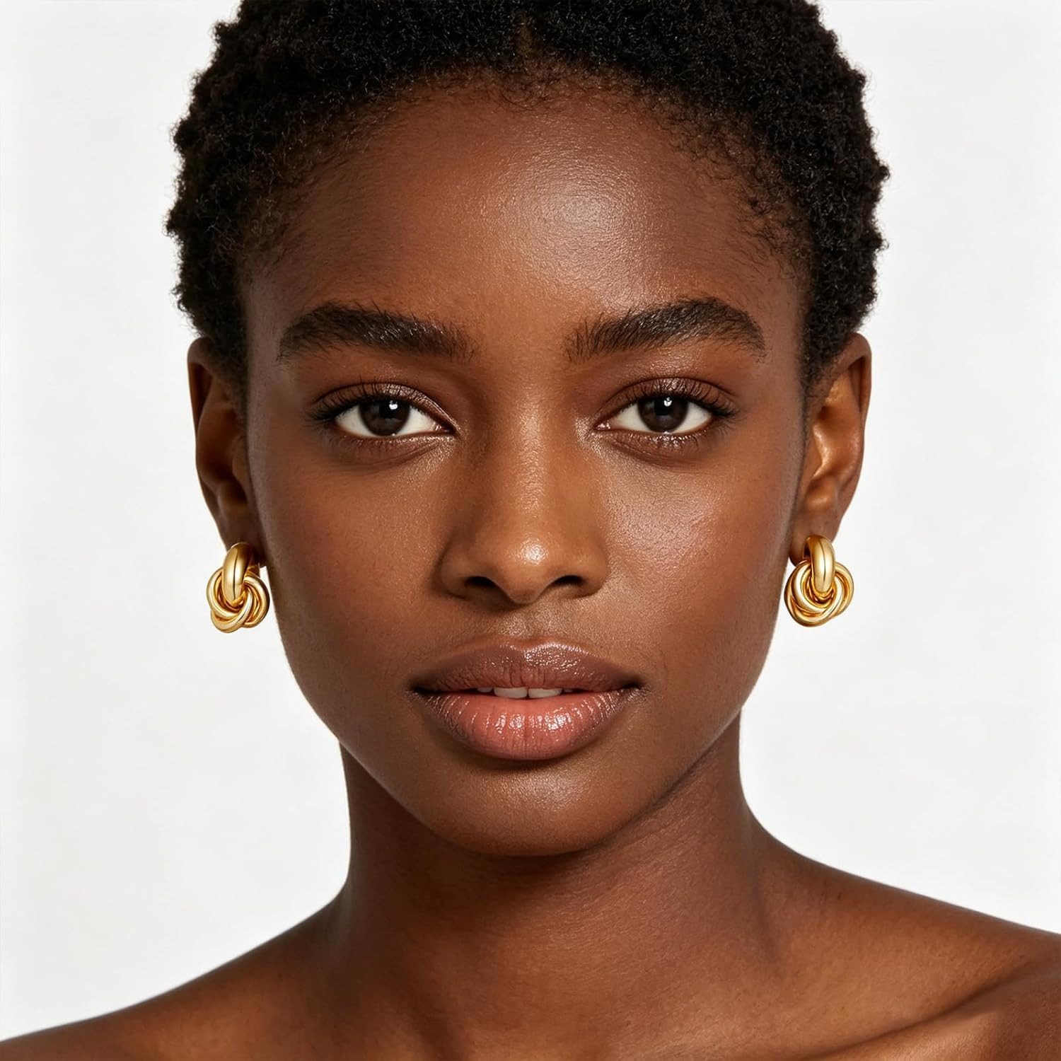 Gold Geometric Drop Dangle Earrings for Women Chunky Trendy Knot Stud Small Twis