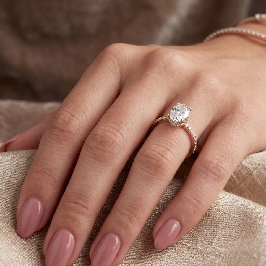 2.35Ct Oval-Cut VS1 Lab Grown Diamond Wedding Engagement Ring 14k Rose Gold