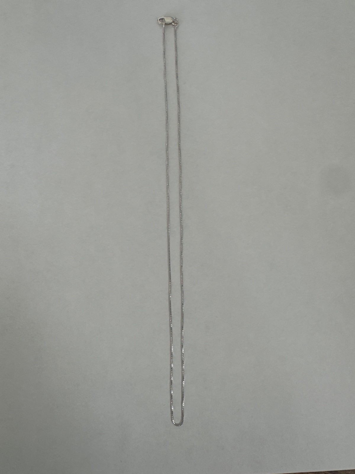 Sterling Silver Box Chain Necklace 18 In 0.8mm Lightweight 2.4 g Lobster Clasp