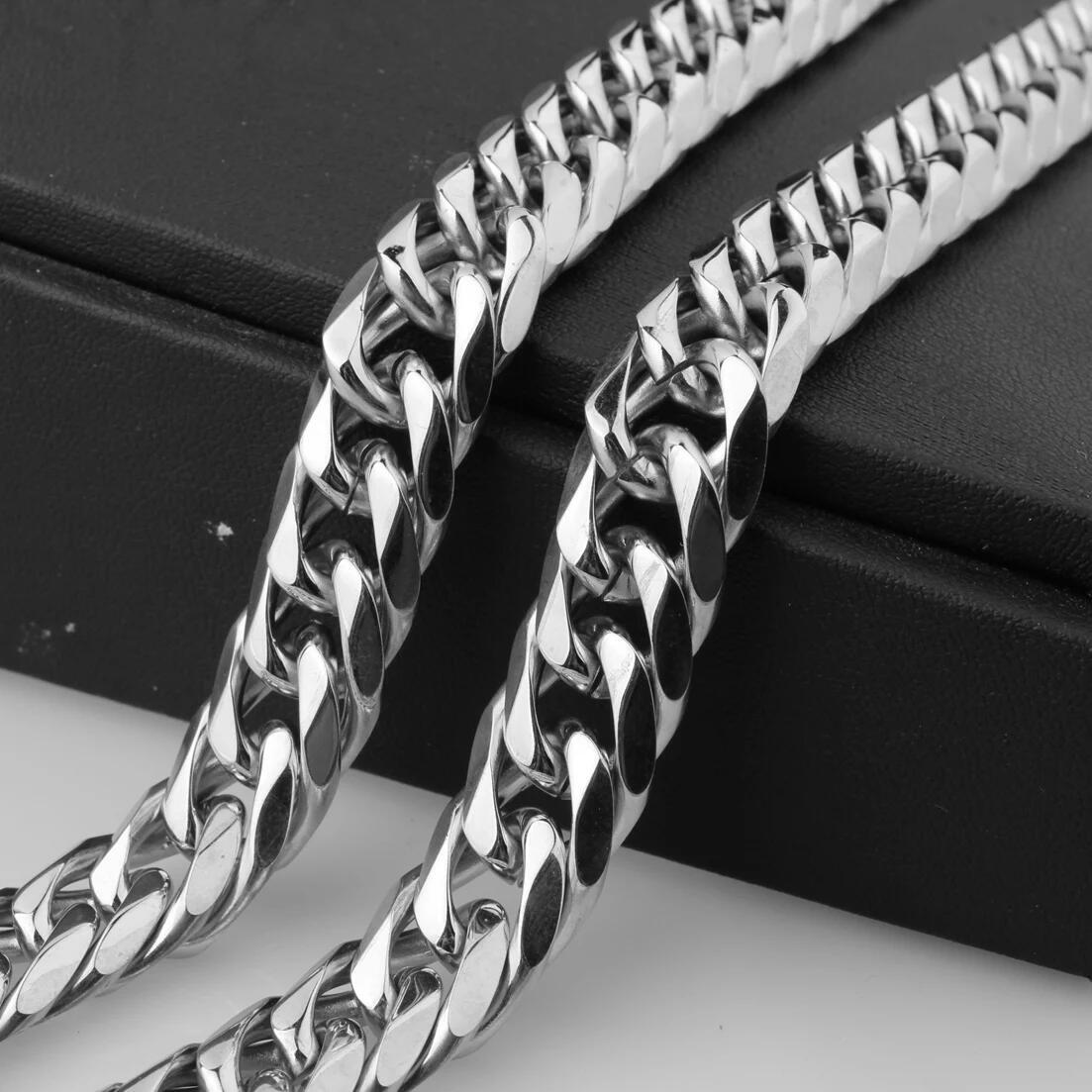 Heavy Men’s Stainless Steel Curb Cuban Link Chain Necklace 9/11/13/16/19/21mm