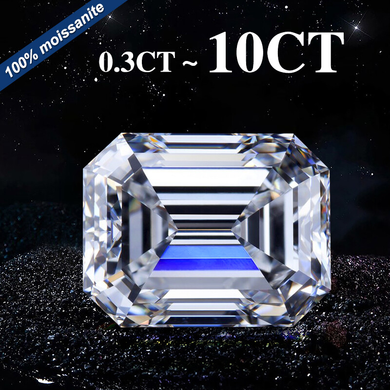 US 2-14mm GRA Certified Loose Moissanite Emerald Cut Stones D VVS1 All Sizes