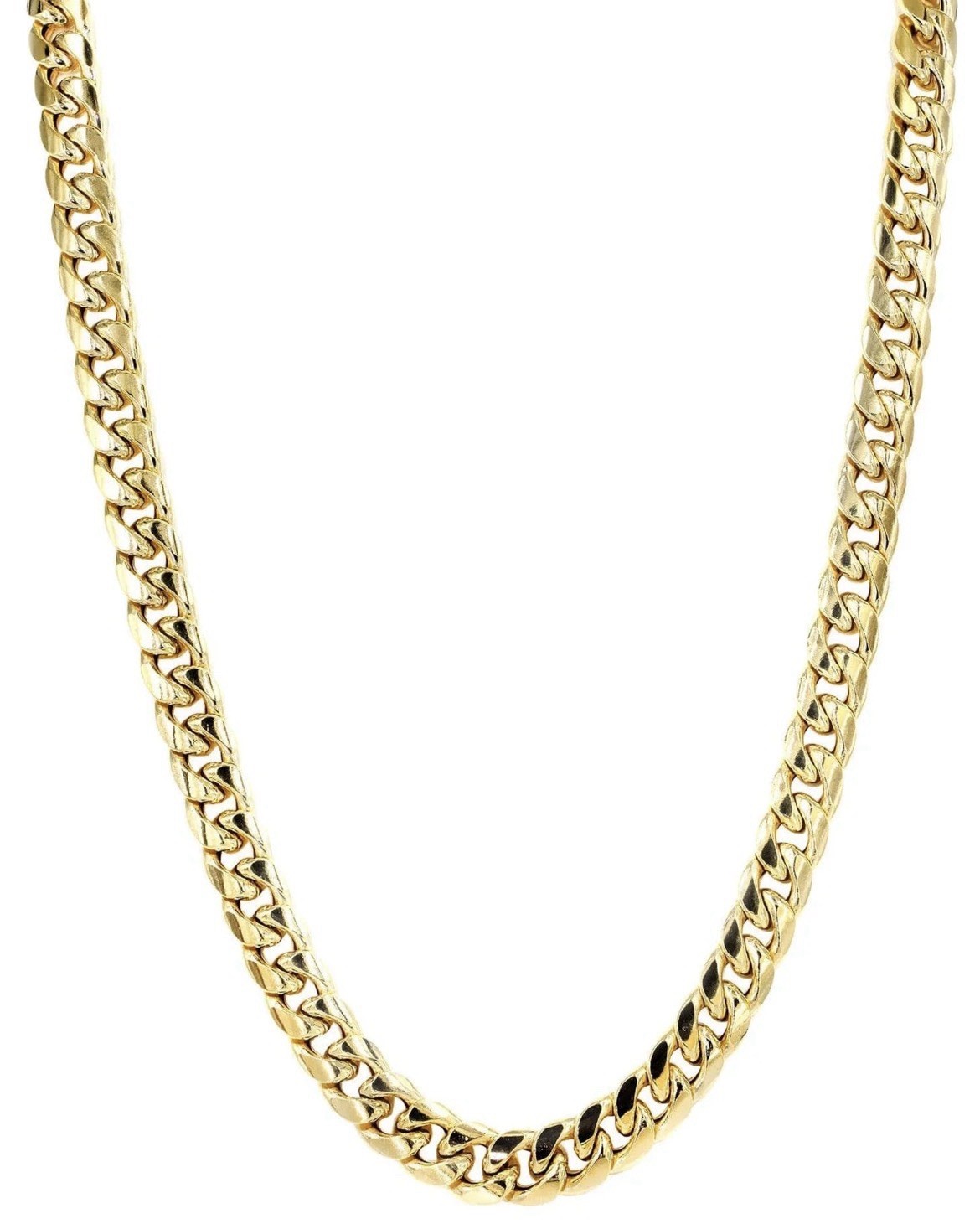 20 Inch Solid Yellow Miami Cuban Link Chain 14K Gold.