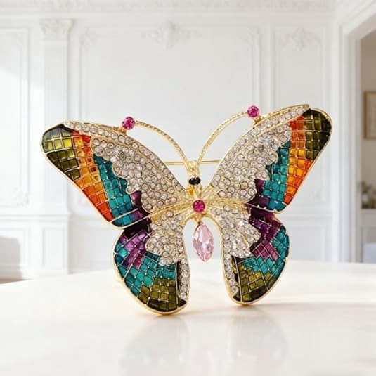 Fashion Luxury Colorful Rhinestone Butterfly Brooches For Women Insect Brooch