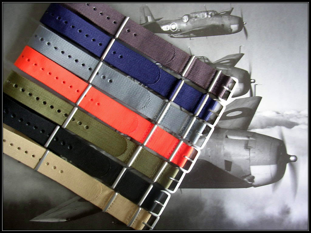 24mm Blue NATO G10 ® Ballistic nylon watch strap Airforce RAF IW SUISSE 18 20 22