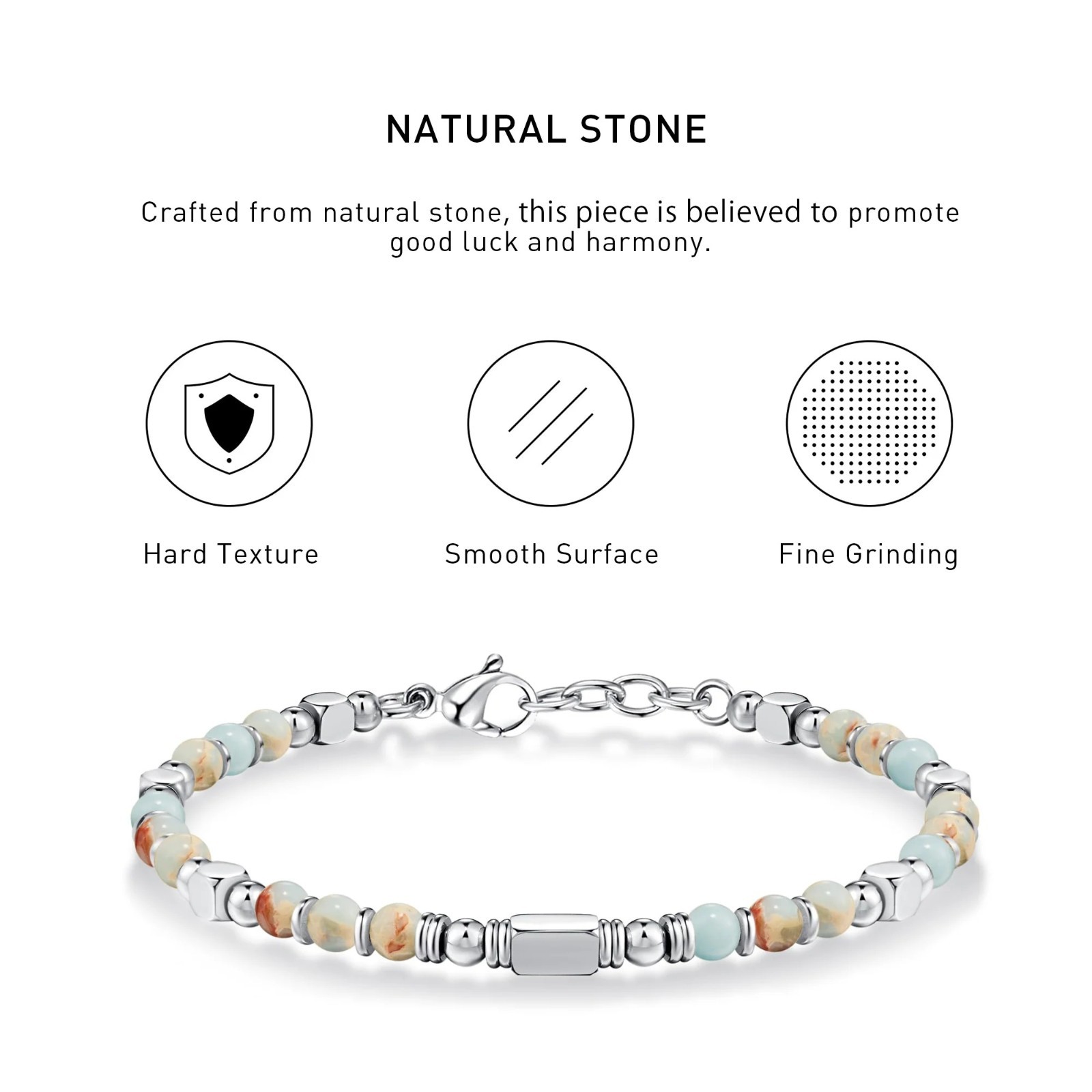 Boho Beaded Bracelet Agalmatolite Natural Stone Growth Witness Birthday Gift