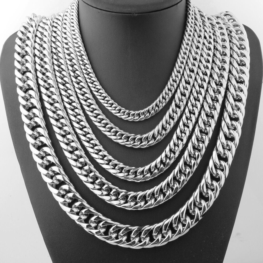 7″-40″ 9/11/13/16/20mm Heavy Cool Stainless Steel Curb Cuban Link Chain Necklace