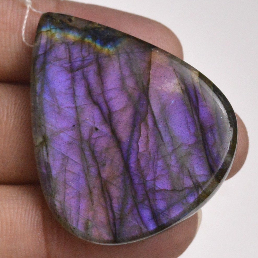 68 Cts Natural Labradorite Cabochon Side Drill Gemstone Jewelry 44×35 mm #L553