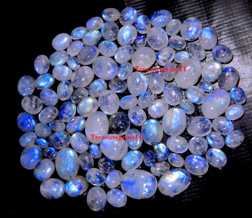 150 Crt WHOLESALE LOT NATURAL BLUE FIRE MOONSTONE CALIBRATED CABOCHON GEMSTONES
