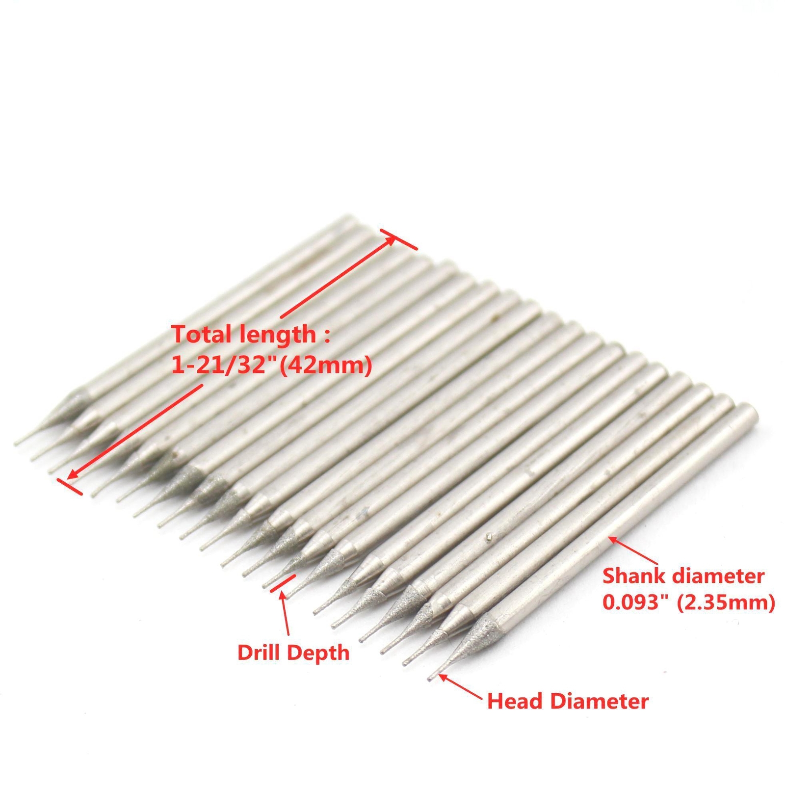 60Pcs 0.4-1.5mm Diamond Drill Bits Set Drilling Jewelry Lapidary Tools For Stone