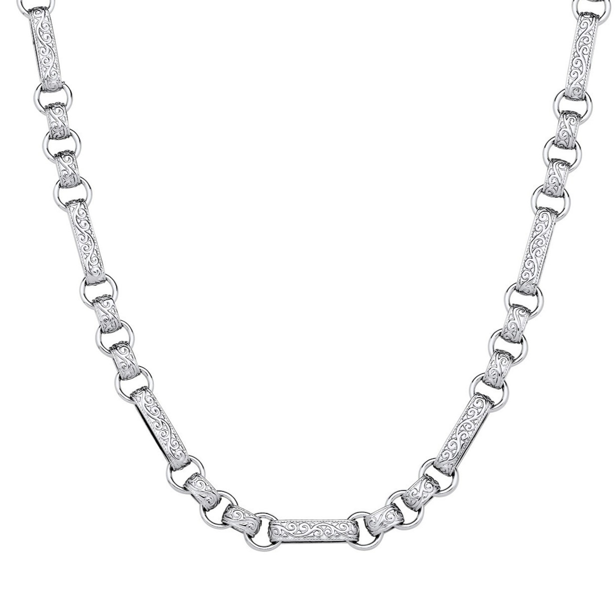 Sterling Silver Gypsy Link Patterned Belcher Chain Necklace Men’s Ladies 18-24″