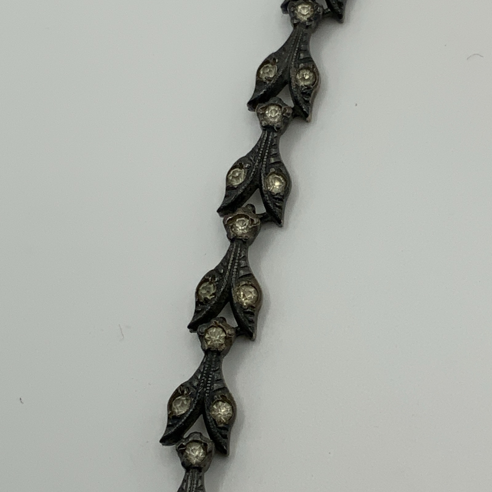 Antique Victorian Diamond Paste Sterling Silver Foiled Back Necklace, 41.7g