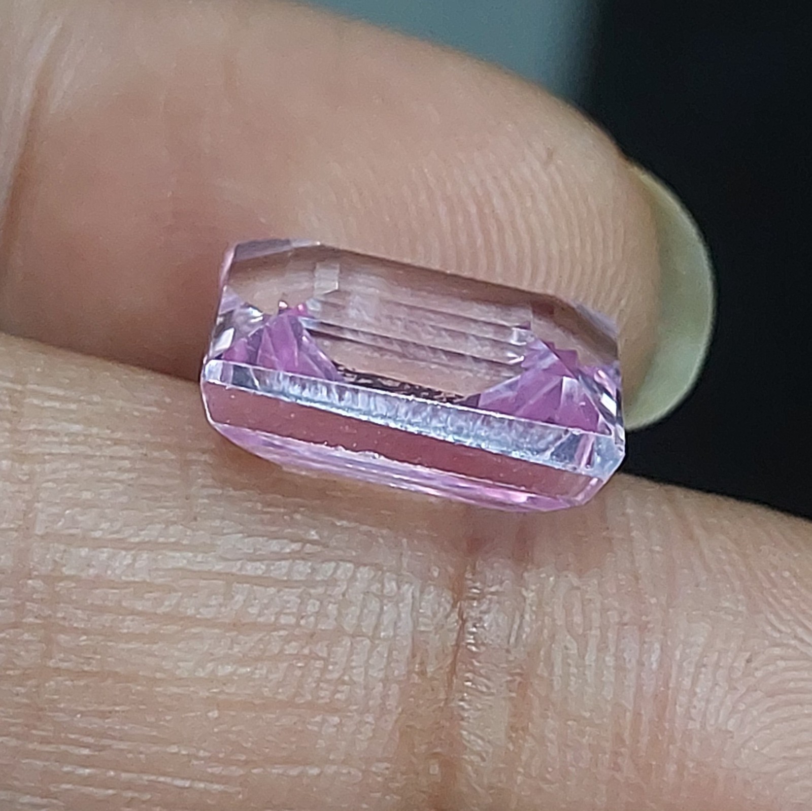 2 Lab Created Pink Morganite 9.85 Ct Emerald Cut Loose Gemstones Pair 10mm