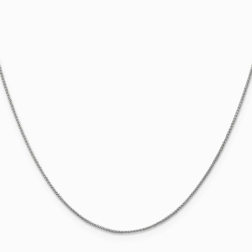14K White Gold .85mm Spiga With Spring Ring Clasp Chain Necklace 16″-30″