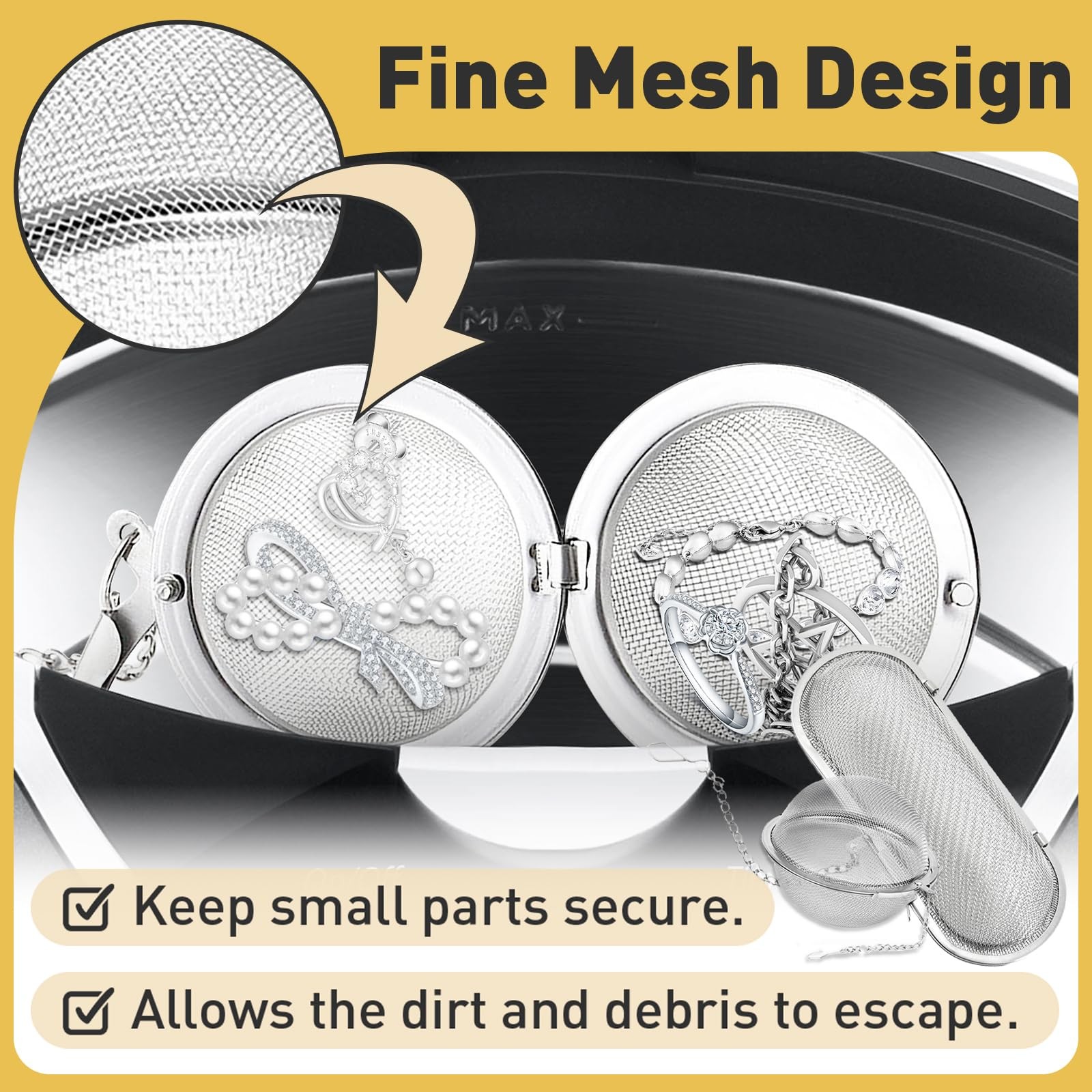 2PCS Stainless Steel Ultrasonic Cleaner Basket For Jewelry Small Parts Holder
