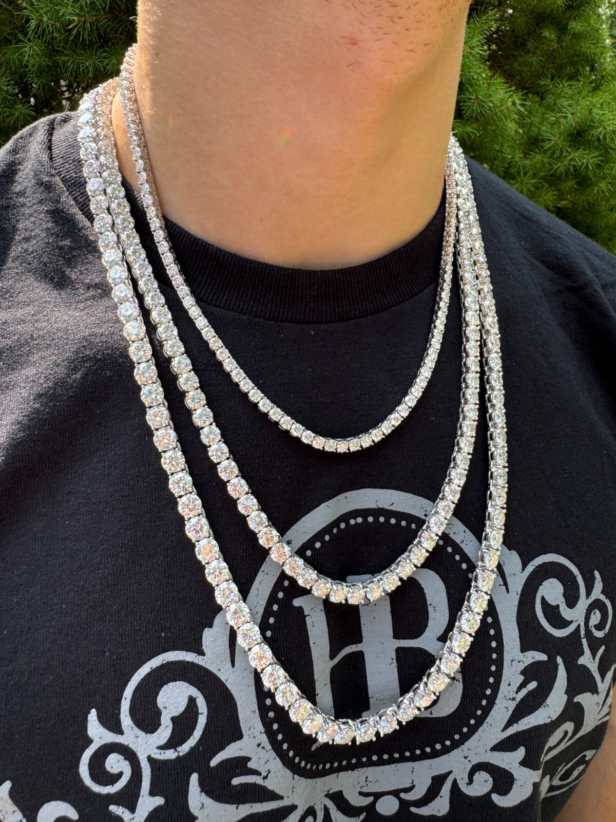 Tennis Chain Real SOLID 925 Sterling Silver CZ ICED Necklace Chain Hip Hop