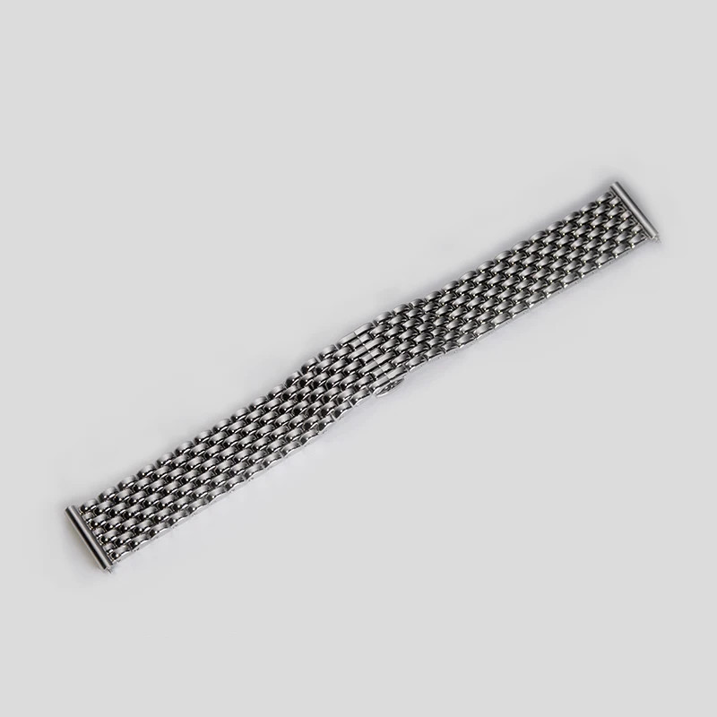 316L Stainless Steel Watch Band Beads of Rice Bracelet 18mm 19mm 20mm Silver