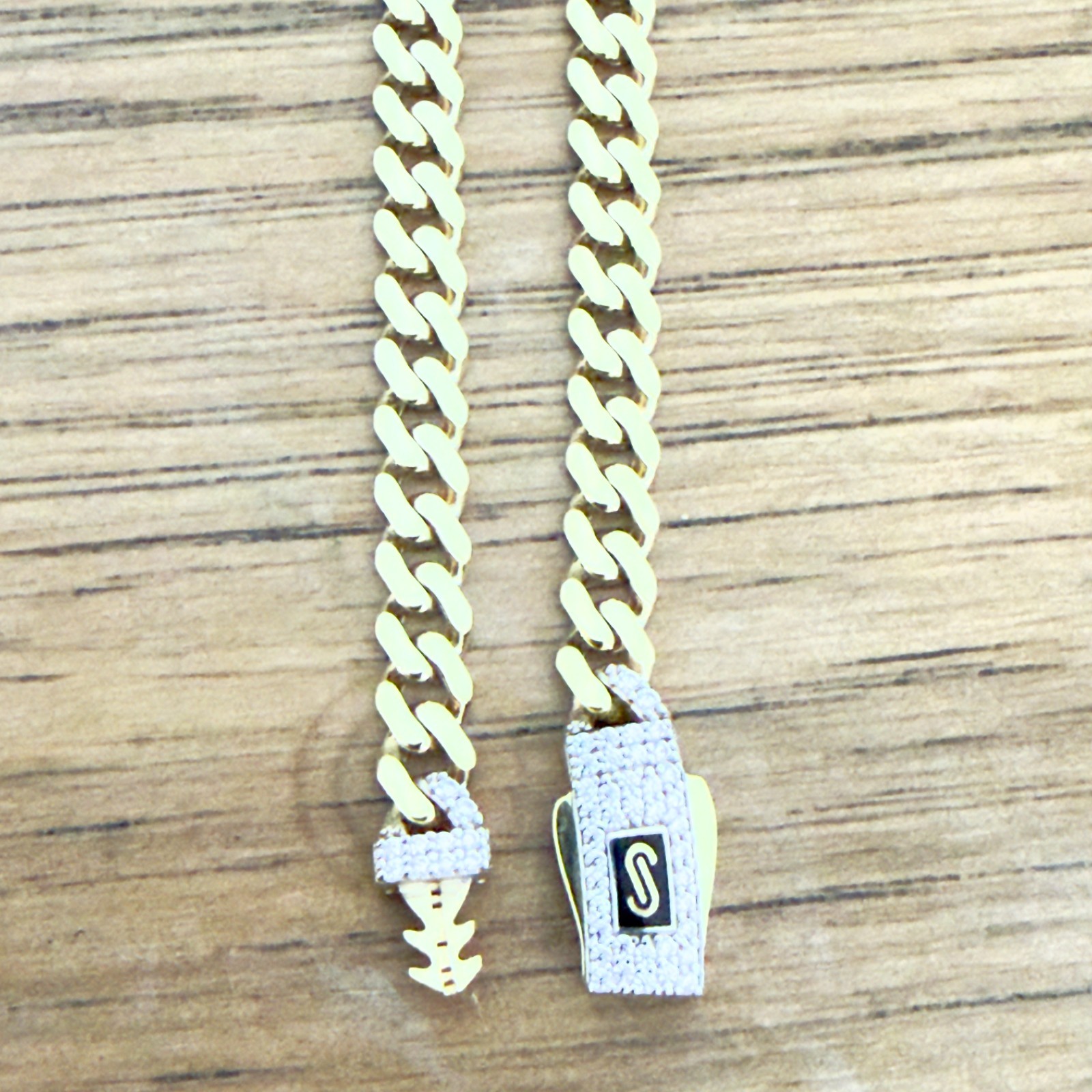 Cuban Link Monaco Chain 10K Real Gold 22inch 5mm Classic Pave Lock Necklace