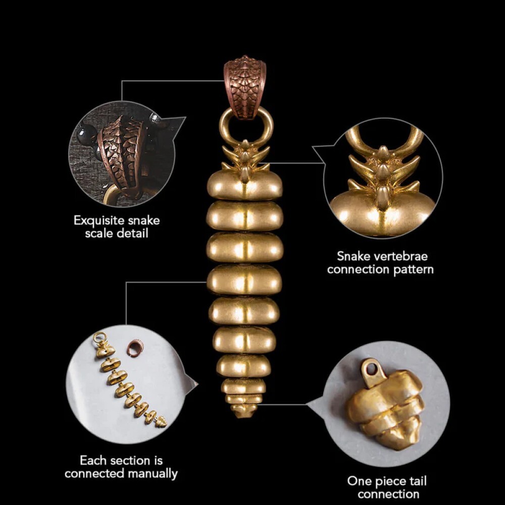 Rattlesnake Tail Pendant for Necklace Fidget Jewelry Gift for Snake lovers