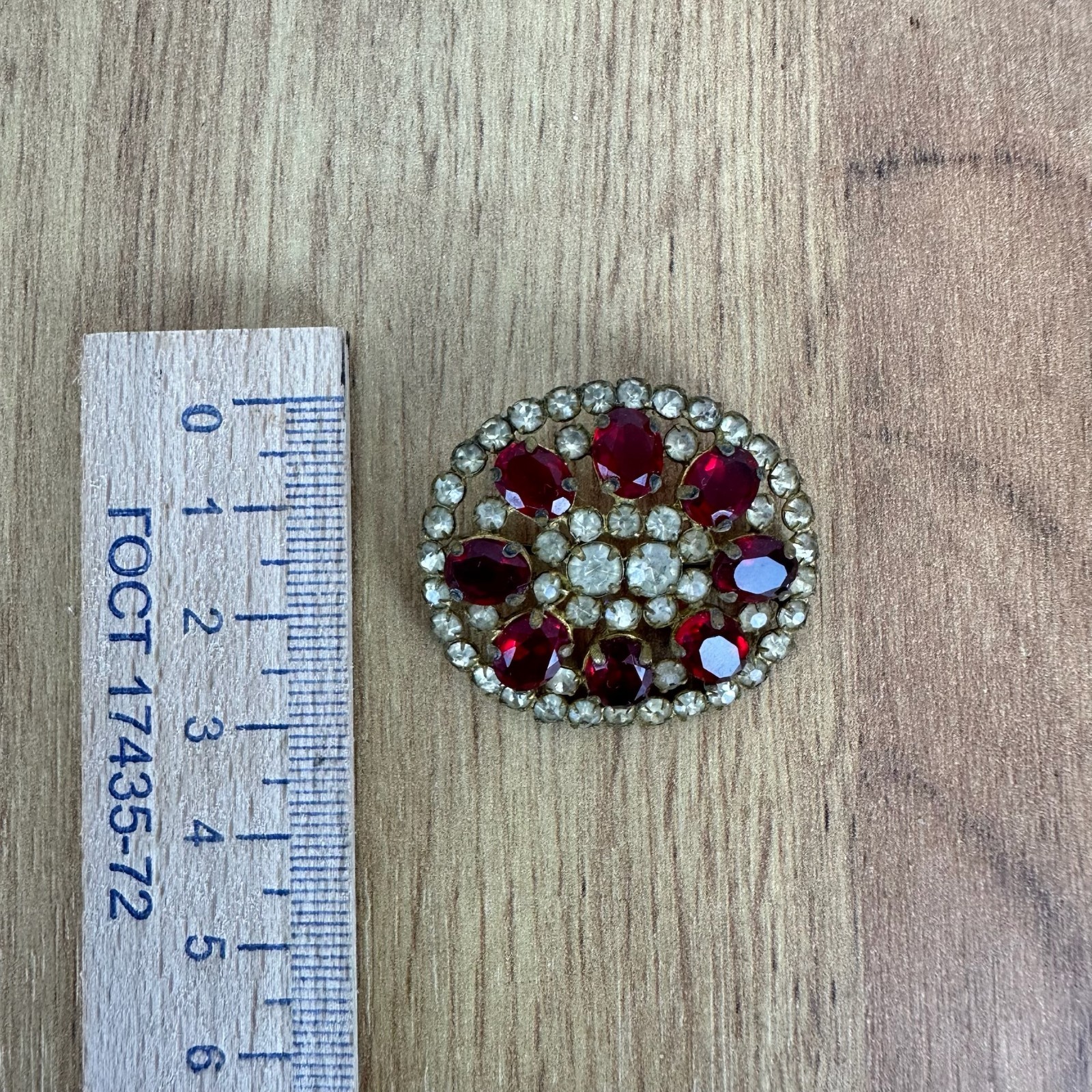 Czech Republic Vintage brooch – USSR jewelry – soviet Red stone