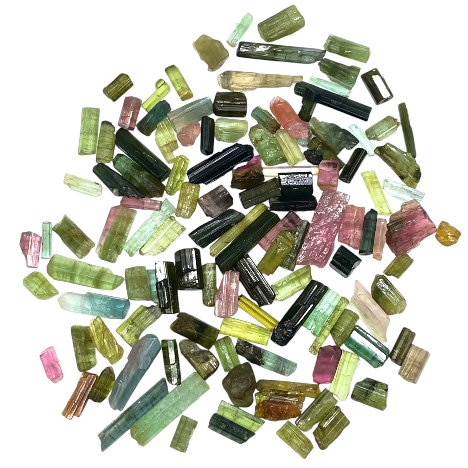 120 Pcs Natural Tourmaline 4-15mm Multi Color Rough Stick Loose Gemstones Lot