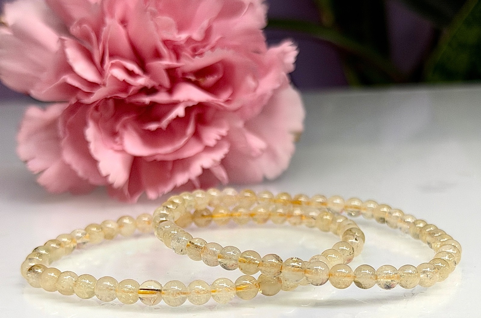 Wholesale Lot 6 Pcs Natural Citrine 4mm 7.5” Crystal Stretch Bracelet