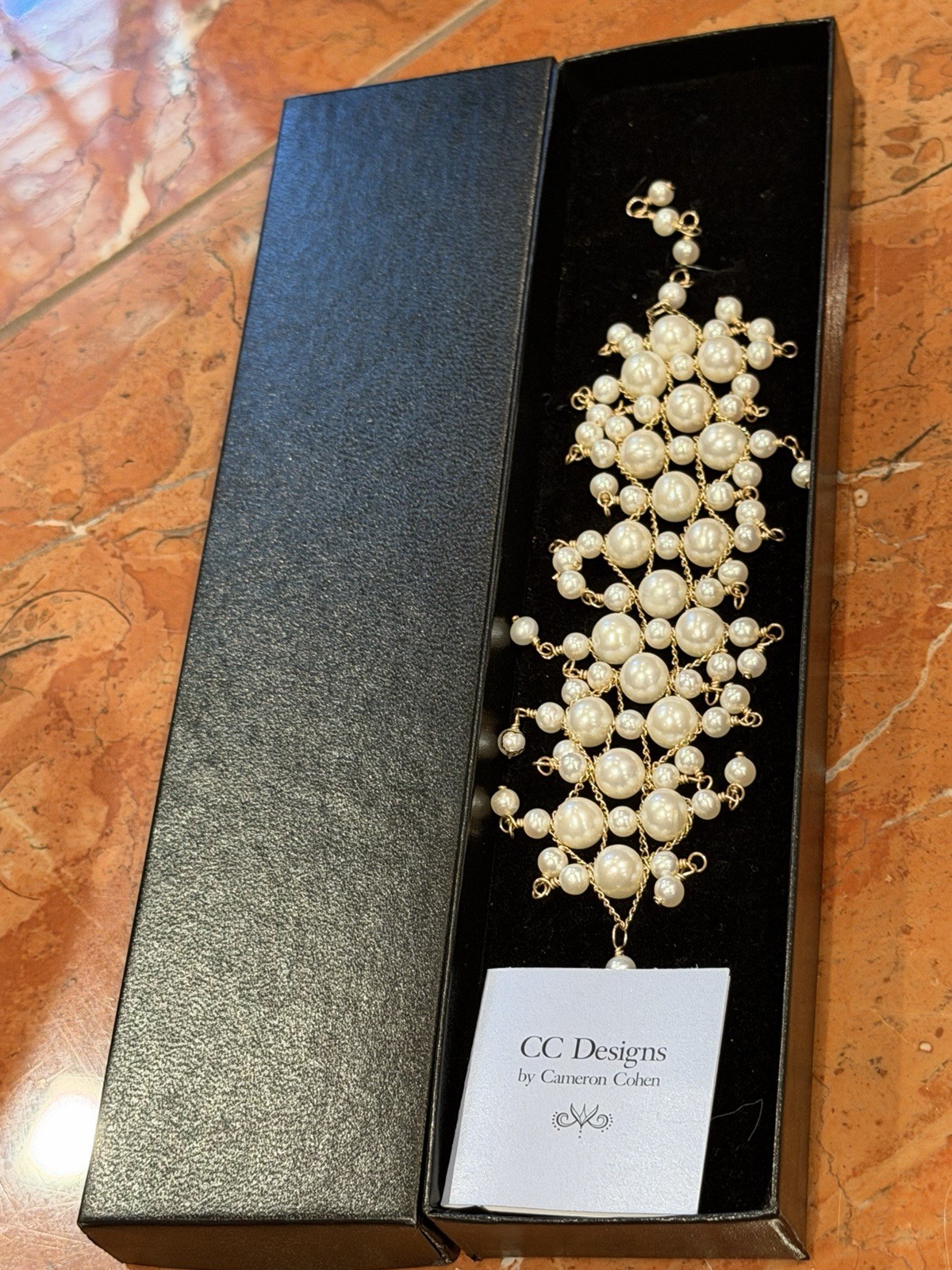 CAMERON COHEN CC DESIGNS FP 1/20 14K GF CHAIN PEARL LAYERED 18″ BRACELET NEW NIB