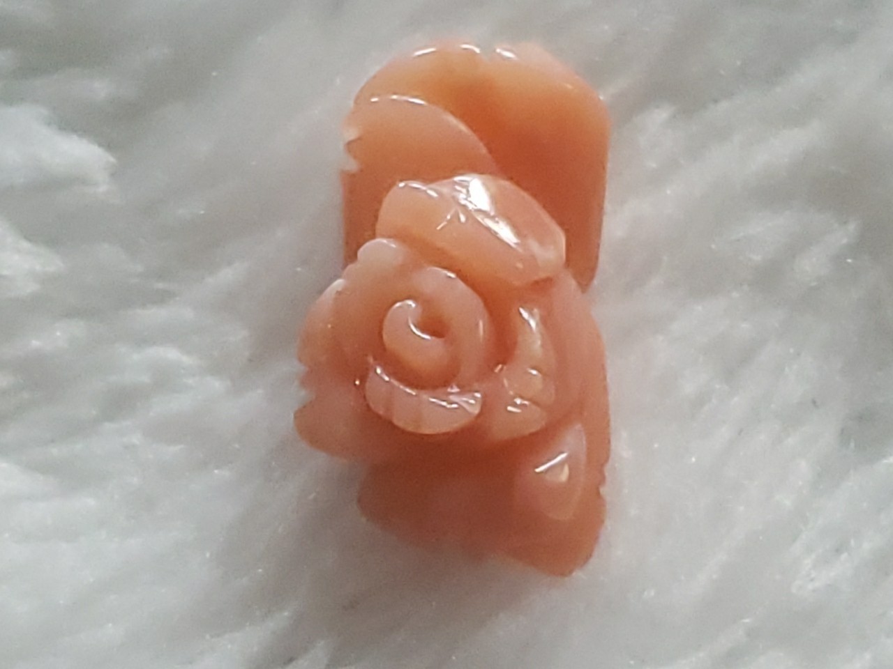 Vintage Hand Carved Pink Coral Floral Rose Loose Gem Jewelry Projects 15mm