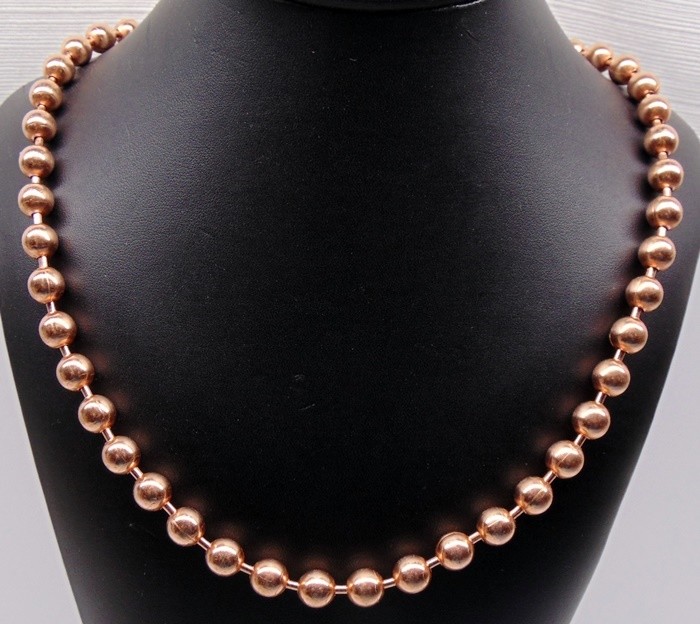 COPPER BALL CHAIN Necklace or Bracelet Statement Size 9.5mm Round + Faceted Bead