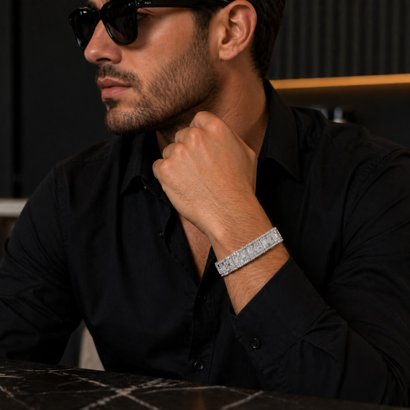 Iced Out Moissanite Bracelet 925 Silver Nugget Hip Hop Chunky Unisex