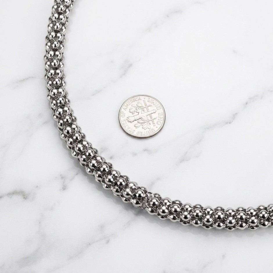 Bold Round Popcorn Coreana Chain Necklace Stainless Steel QVC
