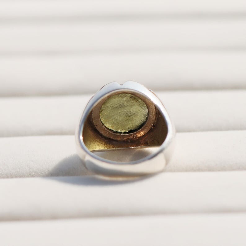 Czech Republic Moldavite Gemstone Rings, 925 Sterling Silver Raw Gemstone Ring
