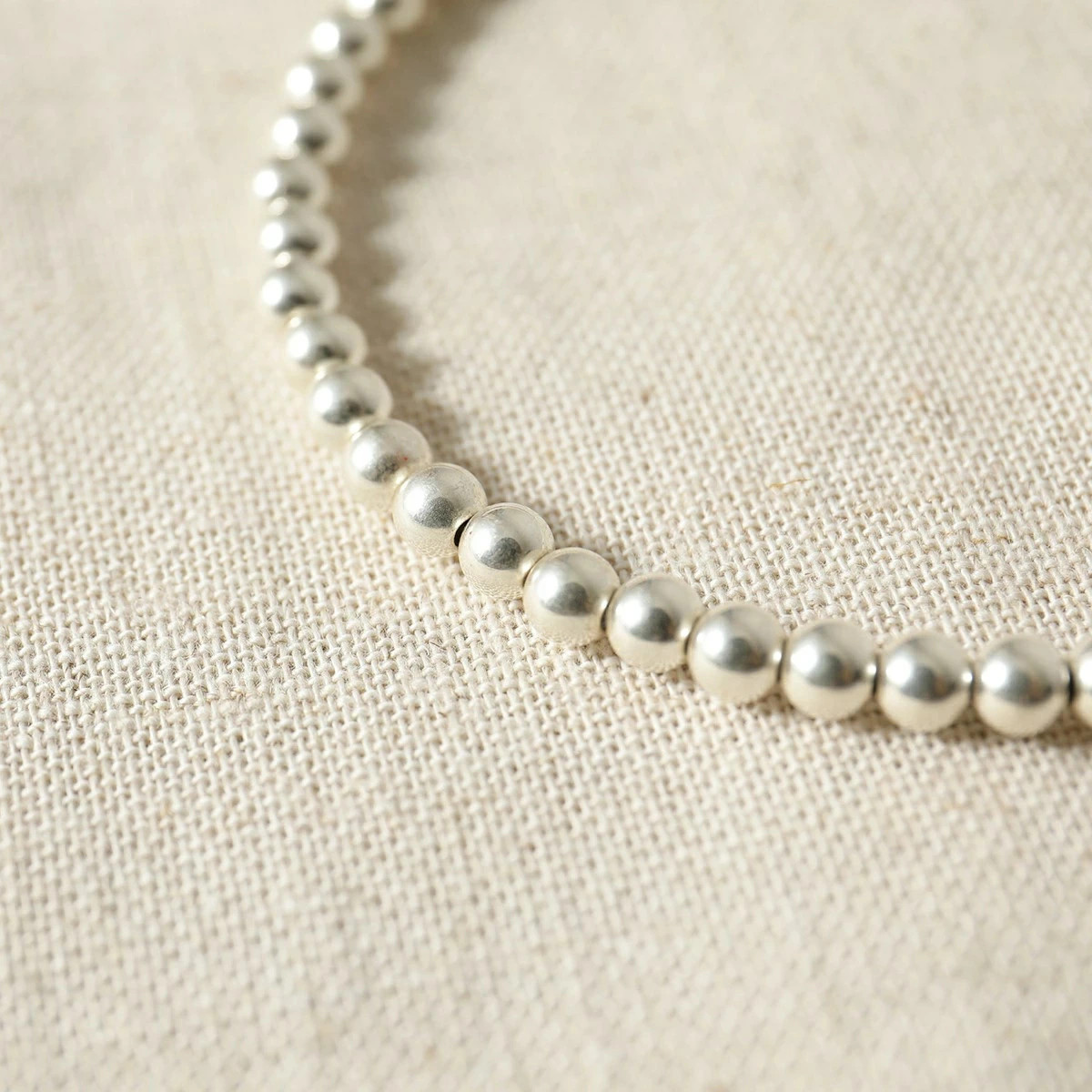 HARPO Boule Necklace, 16/5inch 40cm/16inch/5mm Navajo Pearl Silver