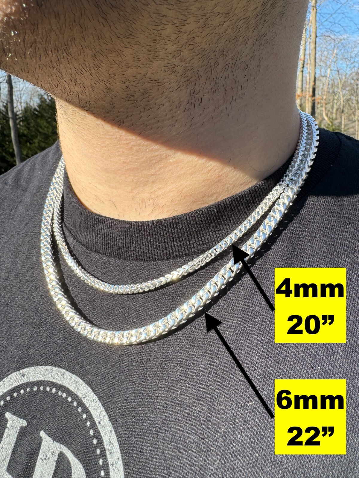 Handmade Franco Chain Necklace Real 925 Silver Box Clasp 4mm-10mm Thick Mens