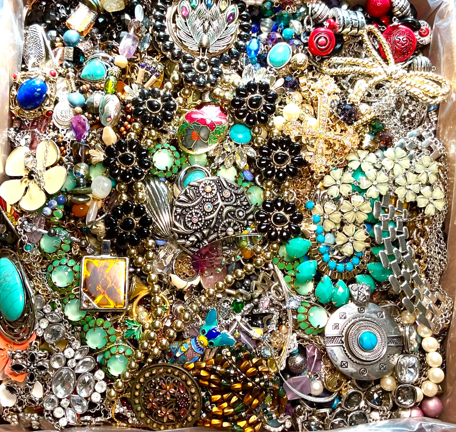 Jewelry Lot 3 Pounds Untested Huge Lot VTG to New Junk & Wear Resell Tangled In