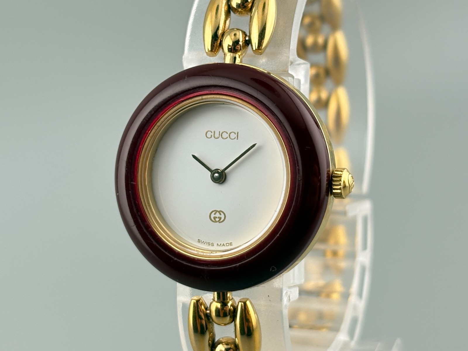[Very Good+5] Gucci Change Bezel 1200 Gold Wine Red Watch Auth
