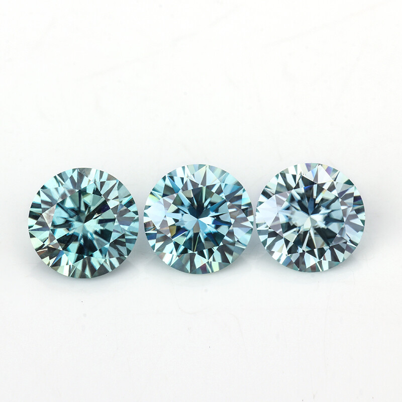 Light Blue Color VVS1 Round Cut Moissanite Stone Loose Gemstone With Certificate