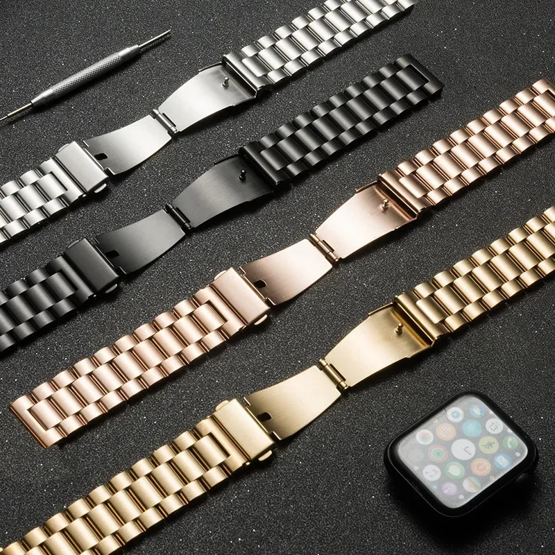 22mm Stainless Steel Watch Band Classic Strap W/ Quick Release Spring Pins
