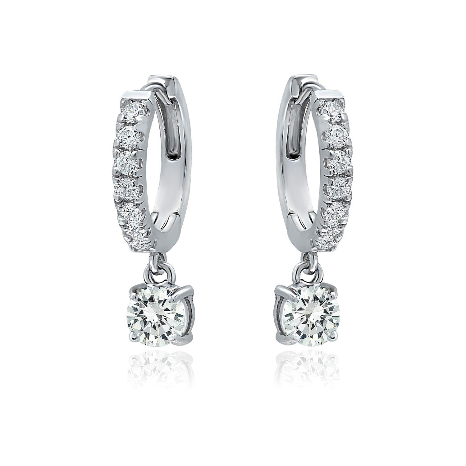 925 Sterling Silver 2.00 ct. Round 6mm CZ Leverback Earrings White Leverback