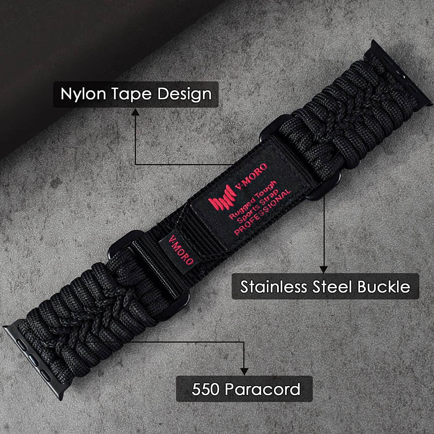 Apple Watch Band Rugged Military Paracord Nylon Iwatch Ultra 8 7 6 SE 5 4 3 2 1