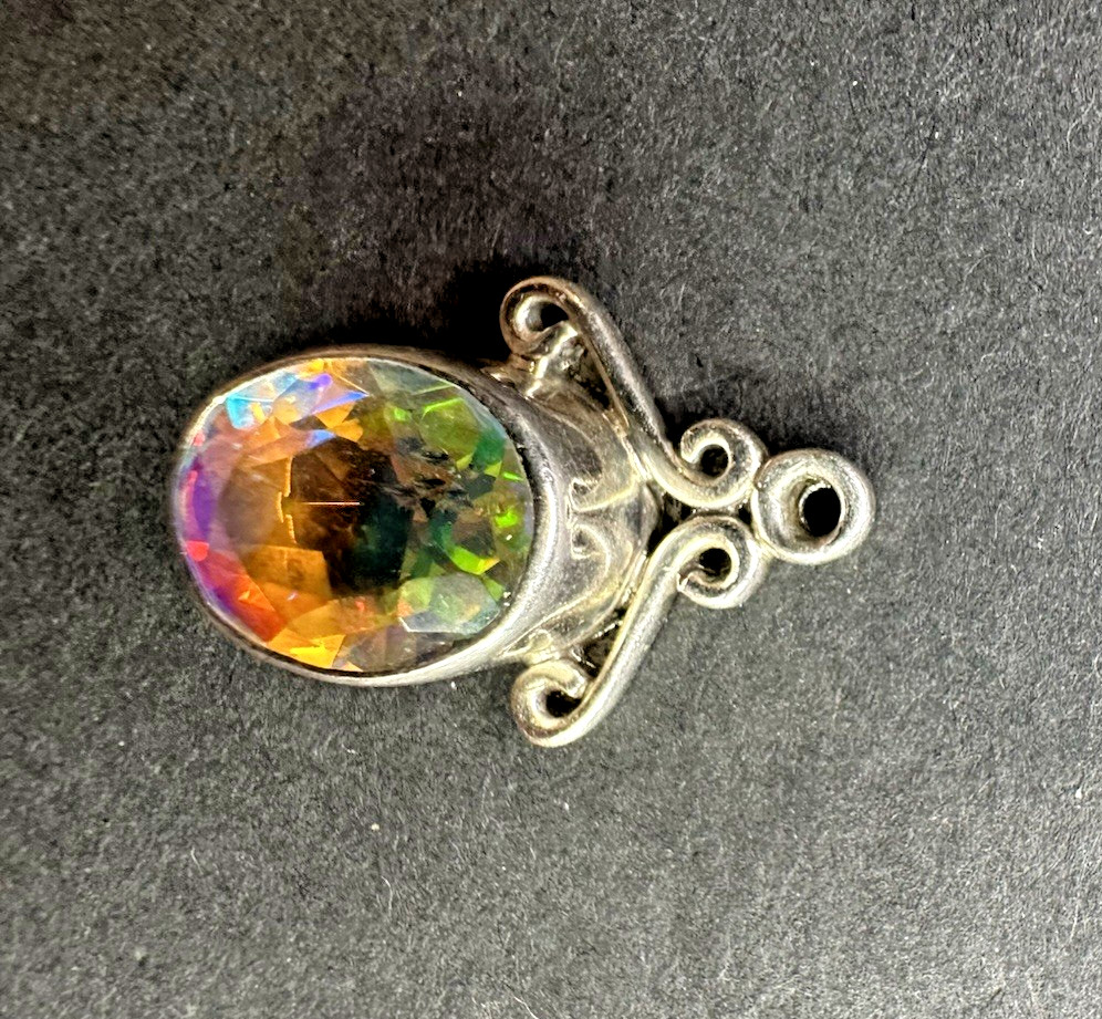 Shiny rainbow colored sparkly 925 pendant AS IS Read Condition