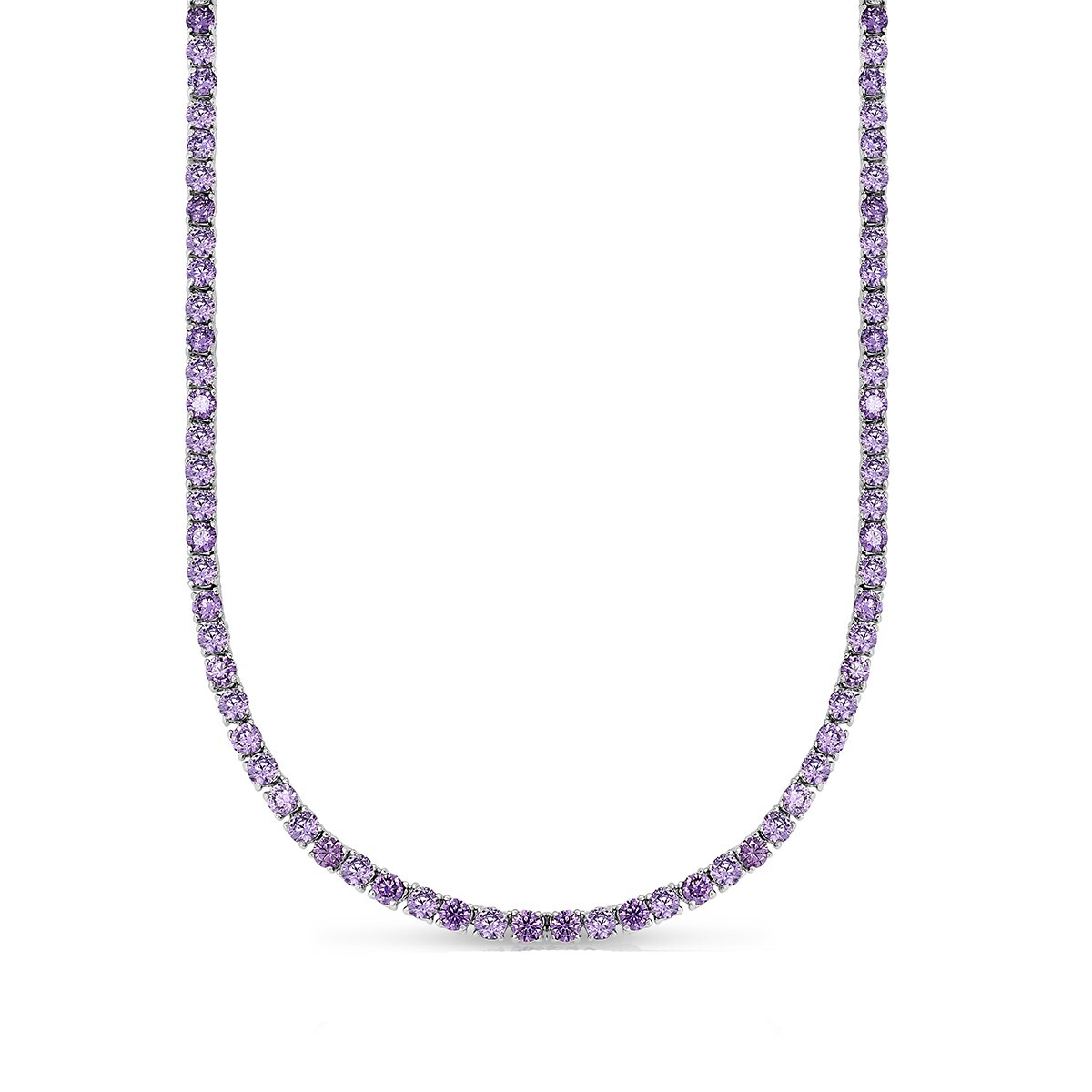 Women’s 18k White Gold Plated Ameth CZ 4MM Round Cut Tennis Necklace – 18″